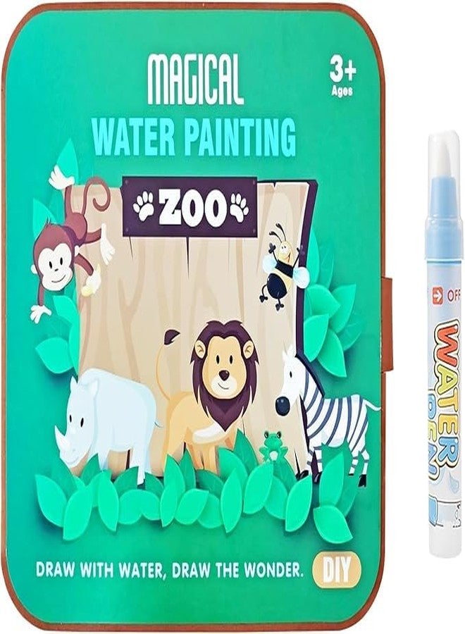 TEMSON Magical Water Painting Book, No-Mess Art Book Busy Book for Kid, Reusable Drawing Coloring Book with Portable Doodle (Zoo) - Image 1